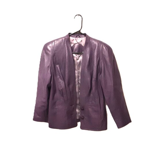 Vintage Purple Leather Jacket • Franco di Marco Verona • Made in Italy • Fitted - Picture 1 of 7